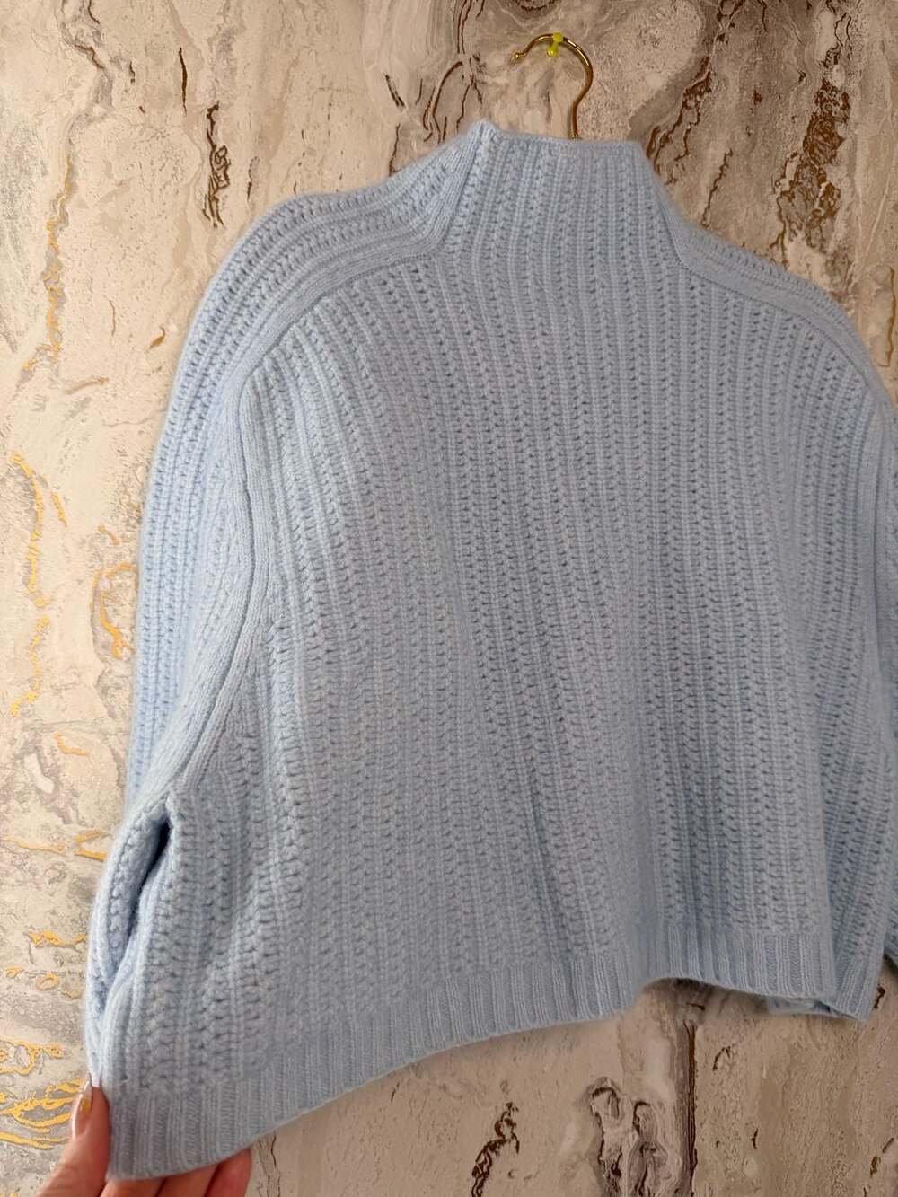 Madewell Light Blue Ribbed Mockneck Cropped Sweater Size L - Picture 10 of 11